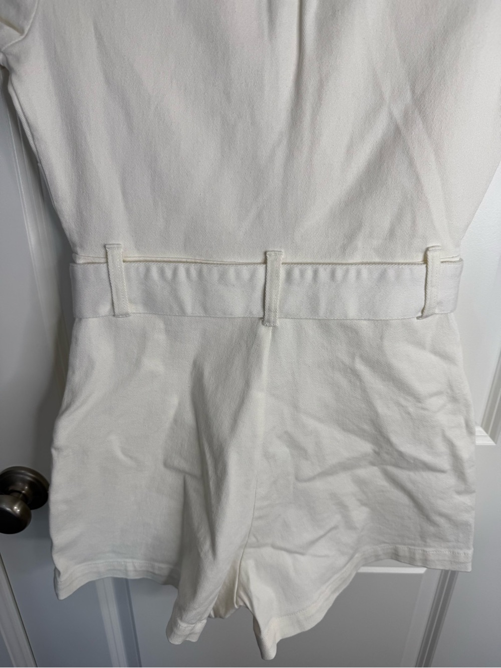 Show Me Your MuMu Outlaw Denim Romper Pearly White Small Revolve NWT - Picture 9 of 15
